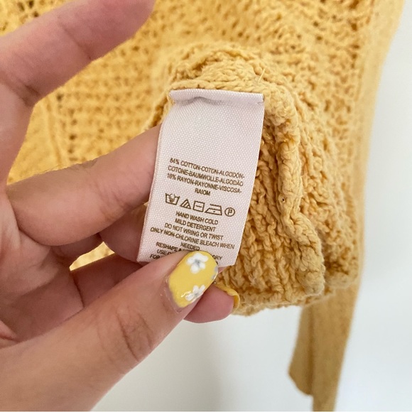 Free People Yellow Vneck Pullover Sweater Long Sleeve - Picture 4 of 8